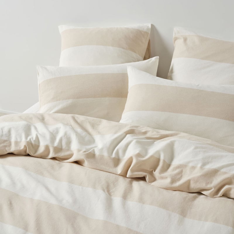 Vintage Wide Stripe Cotton Blend Quilt Cover Set