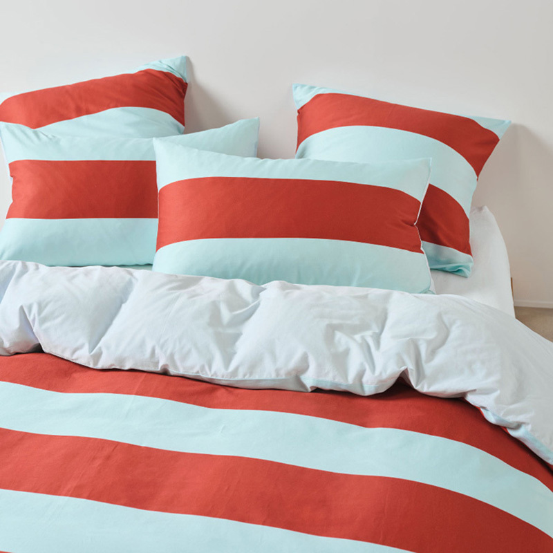 Bluestone Rugby Stripe Cotton Sateen Quilt Cover Set