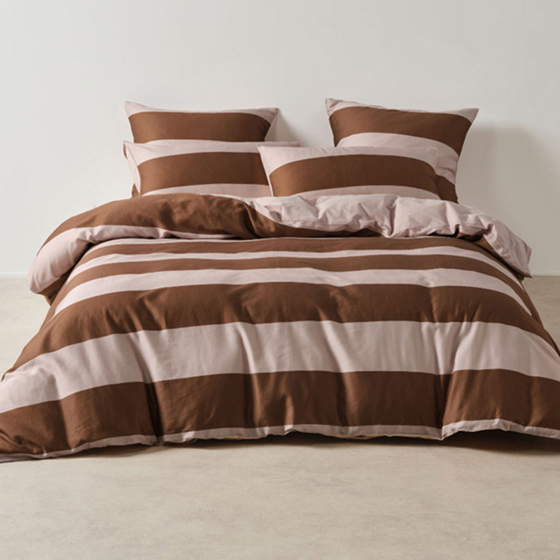 Bluestone Rugby Stripe Cotton Sateen Quilt Cover Set