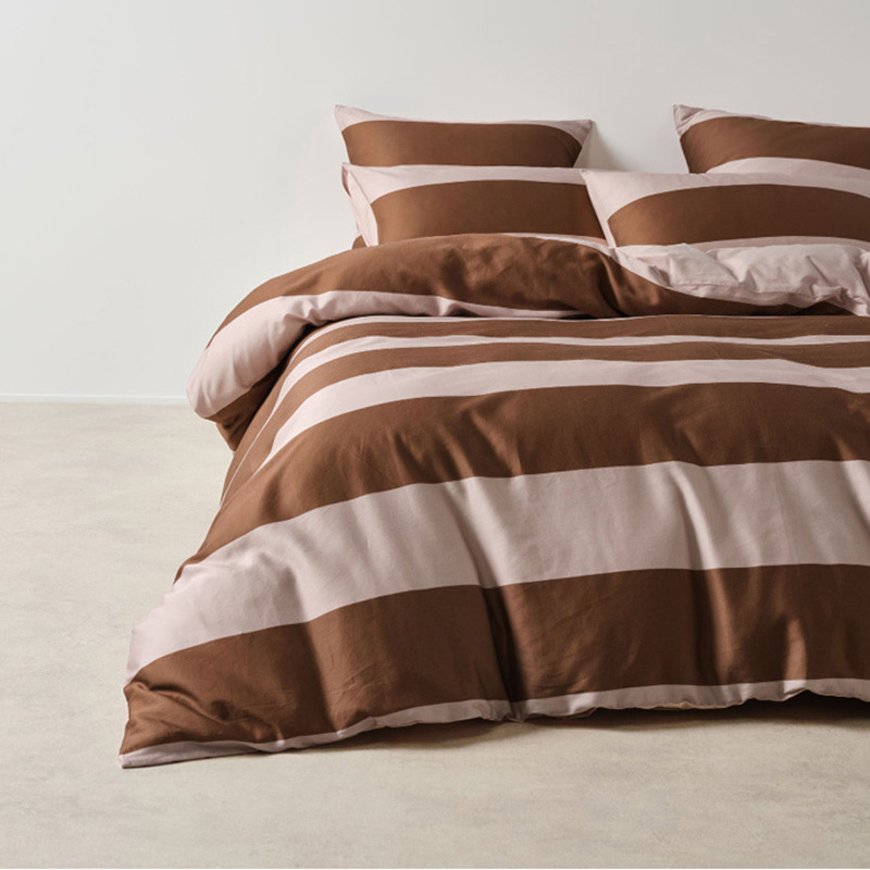 Bluestone Rugby Stripe Cotton Sateen Quilt Cover Set