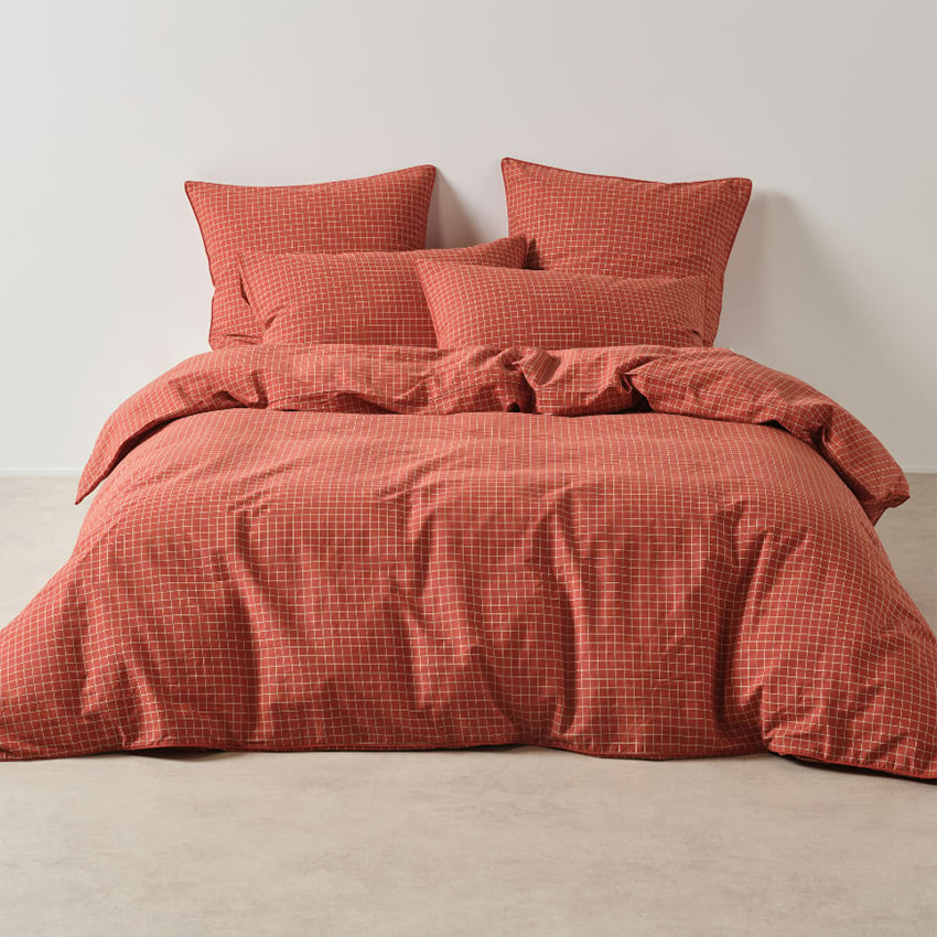 Volley Check Cotton Percale Quilt Cover Set
