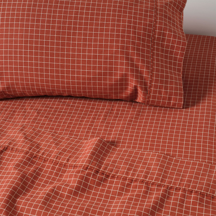 Volley Check Cotton Percale Sheet Set