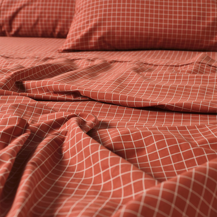 Volley Check Cotton Percale Sheet Set