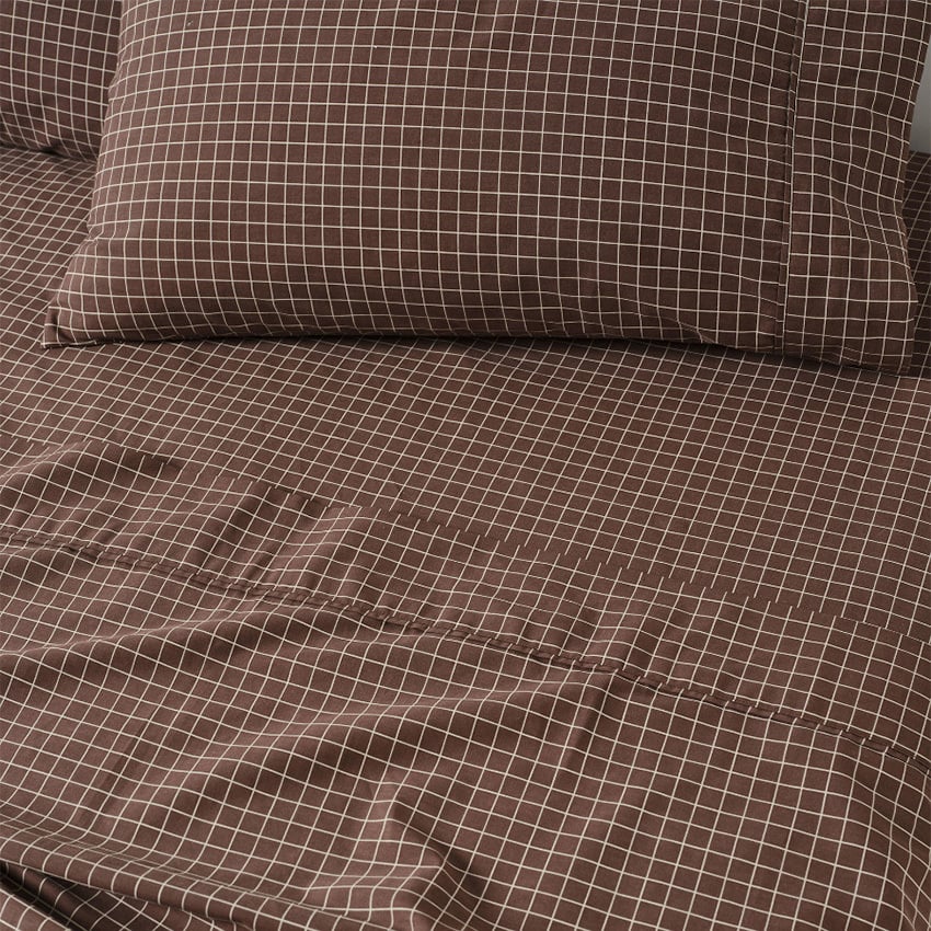 Volley Check Cotton Percale Sheet Set