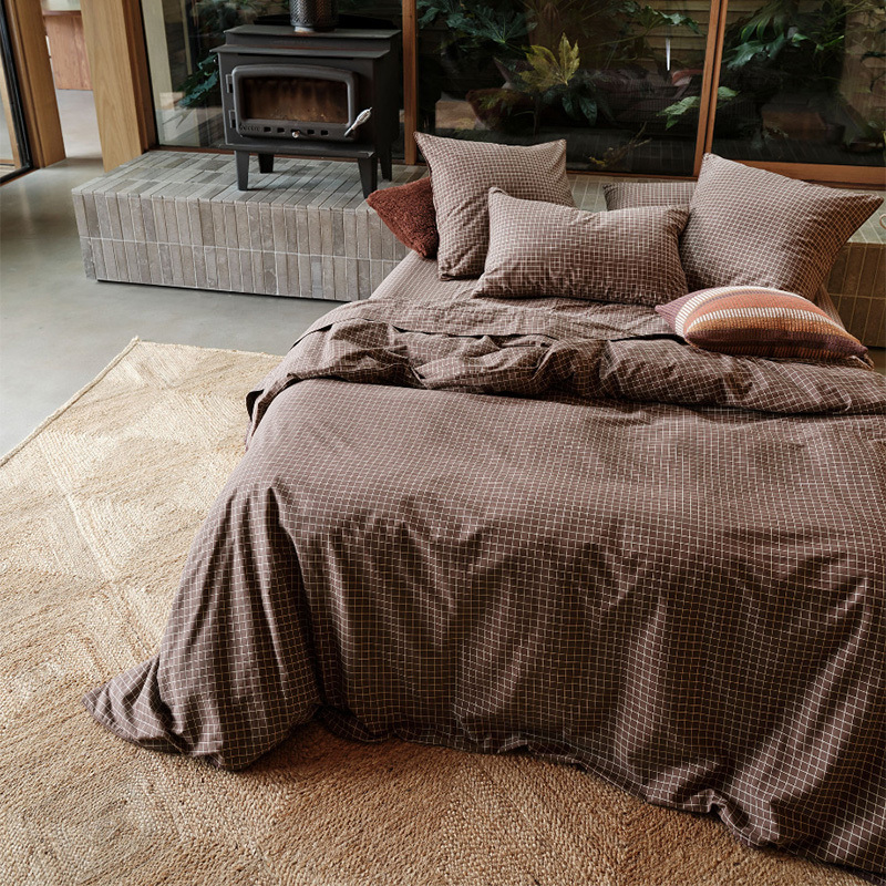 Volley Check Cotton Percale Quilt Cover Set