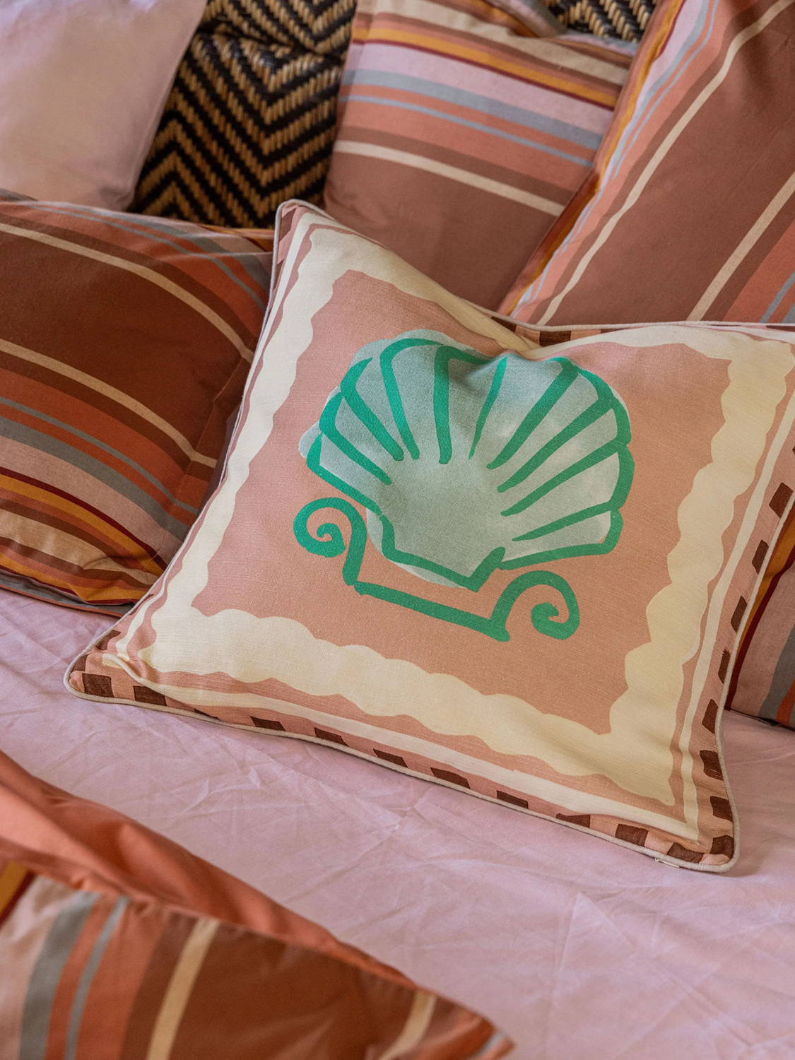 Phoebe Shell Cotton Canvas Cushion