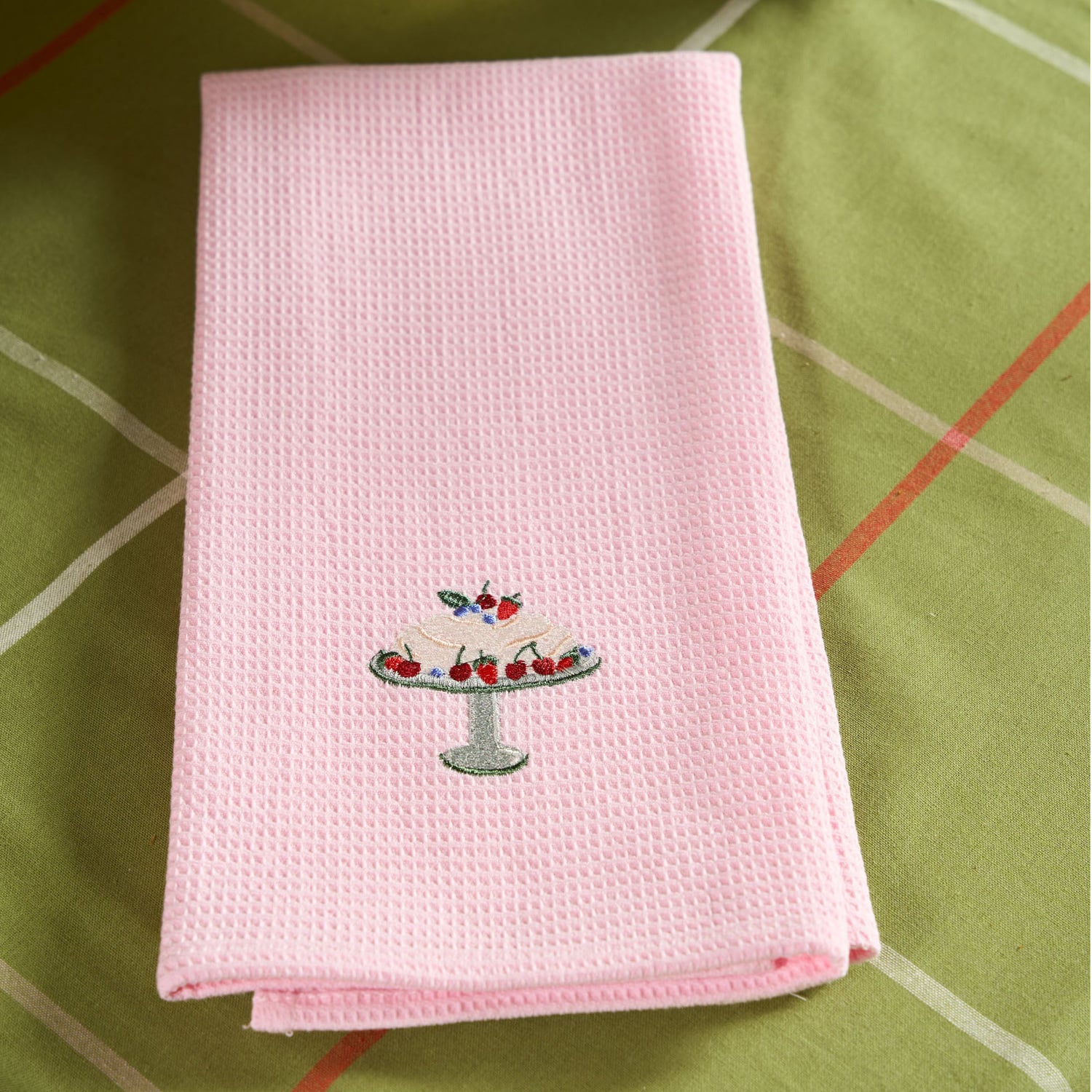 Embroidered Pavlova Cotton Waffle Tea Towels