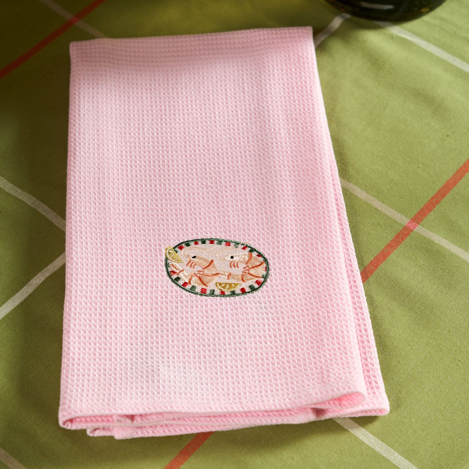 Embroidered Prawns Cotton Waffle Tea Towels