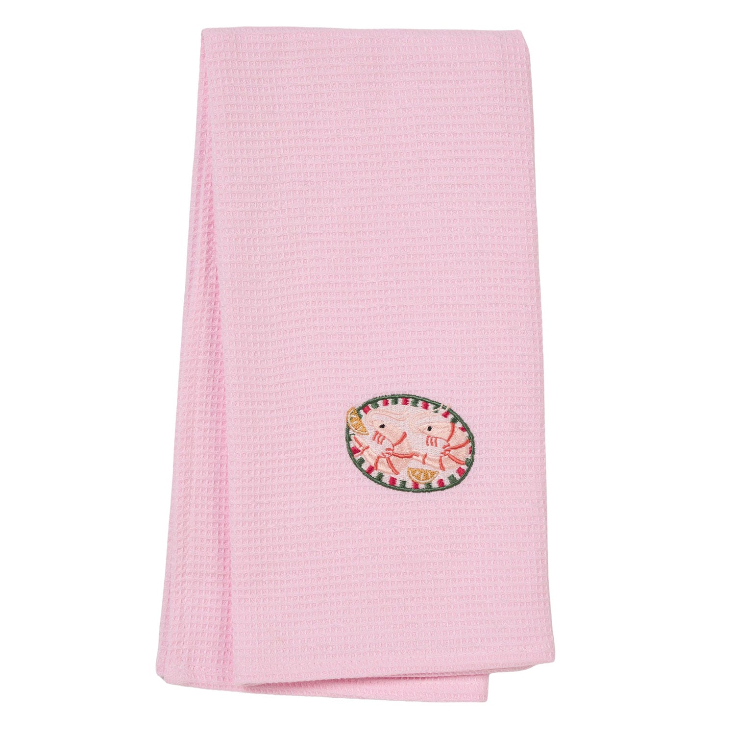 Embroidered Prawns Cotton Waffle Tea Towels