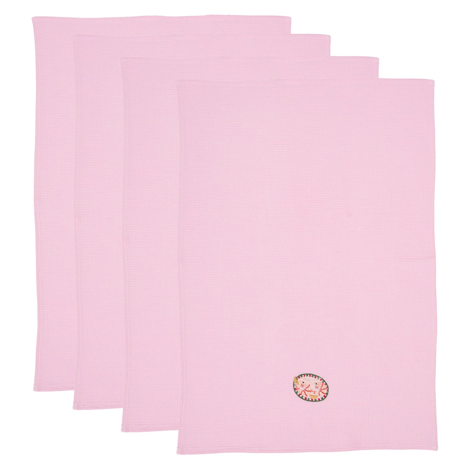 Embroidered Prawns Cotton Waffle Tea Towels