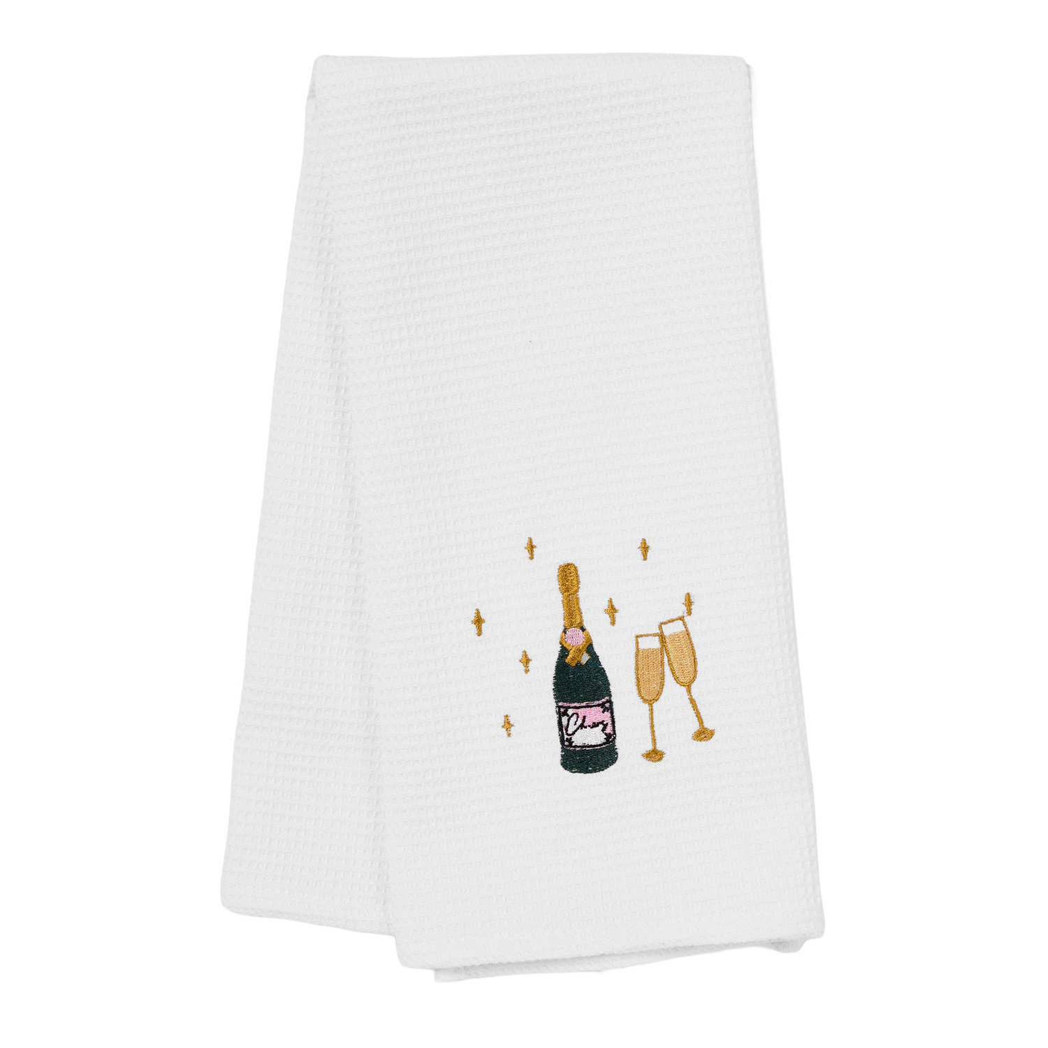 Embroidered Bubbles Cotton Waffle Tea Towels