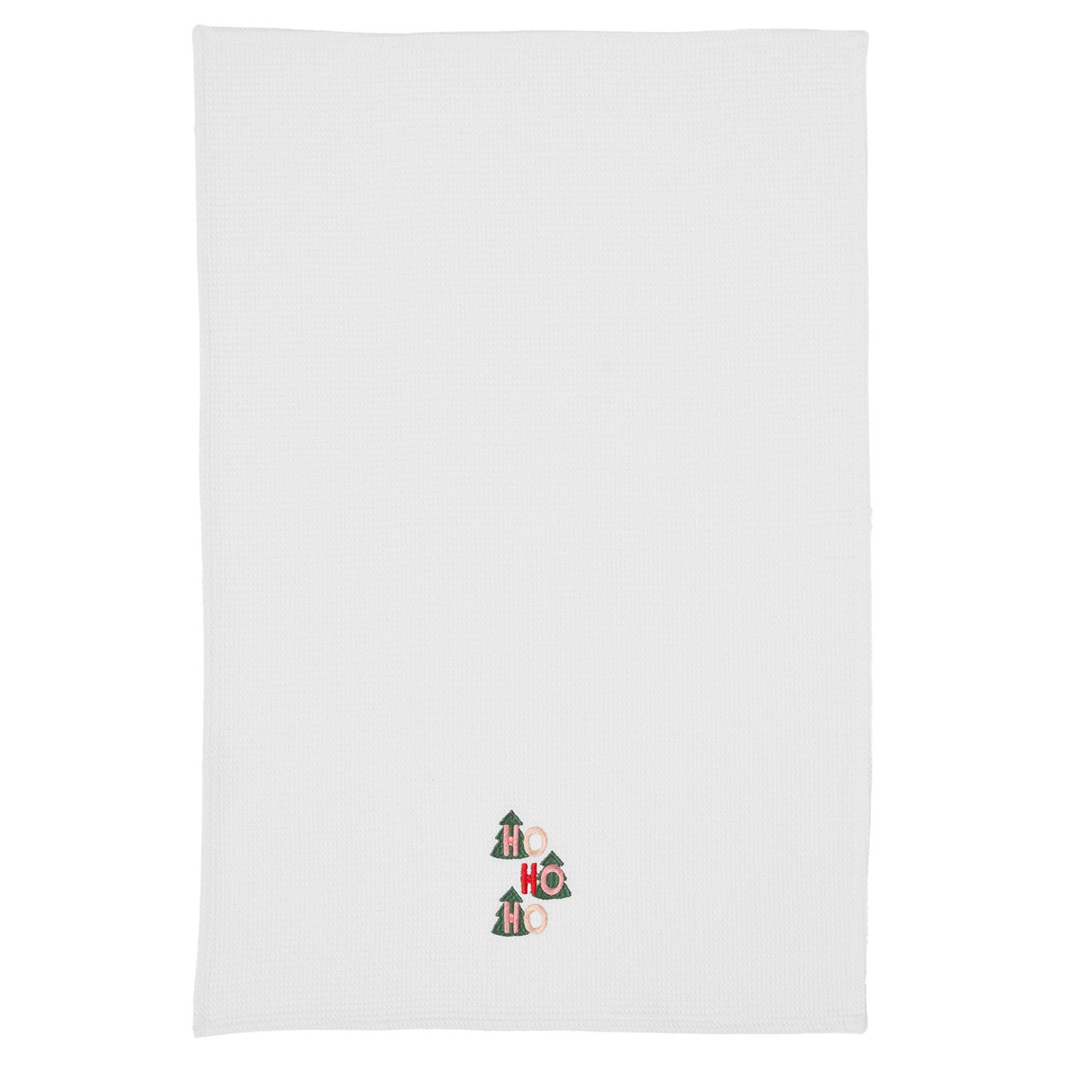 Embroidered Ho Ho Ho Cotton Waffle Tea Towels
