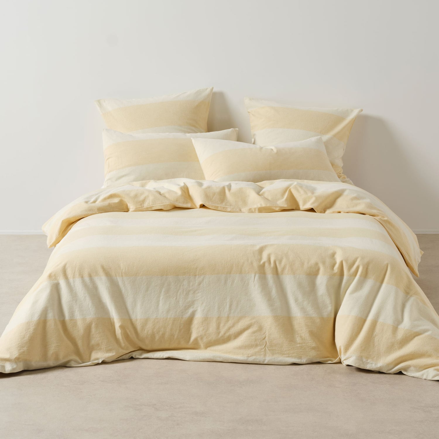 Butter Vintage Wide Stripe Quilt Cover Set