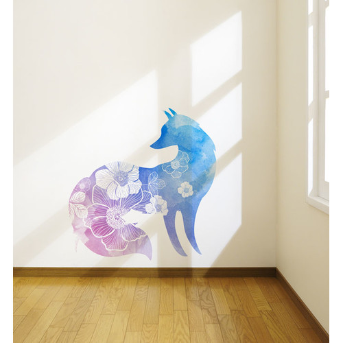 Watercolor Flowery Fox Wall Decal