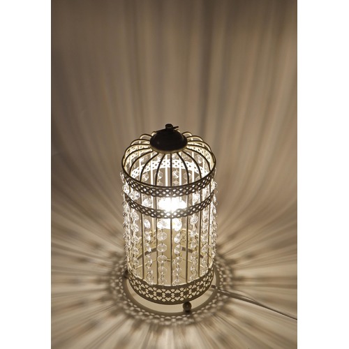 White Harmony Iron Birdcage Table Lamp