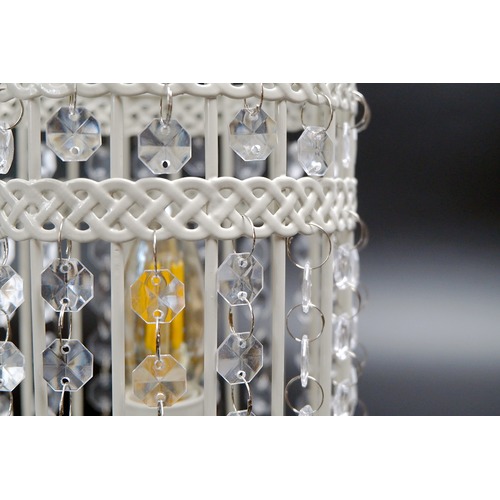 White Harmony Iron Birdcage Table Lamp