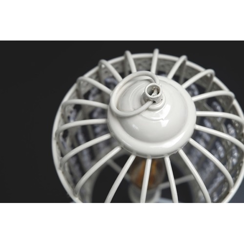 White Harmony Iron Birdcage Table Lamp