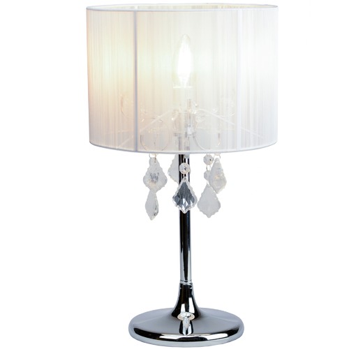 Luminea White Paris Crystal Table Lamp, White Crystal Table Lamp