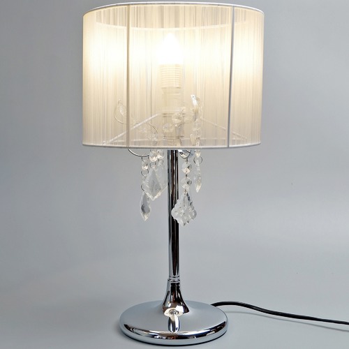 Luminea White Paris Crystal Table Lamp, Bling Table Lamps