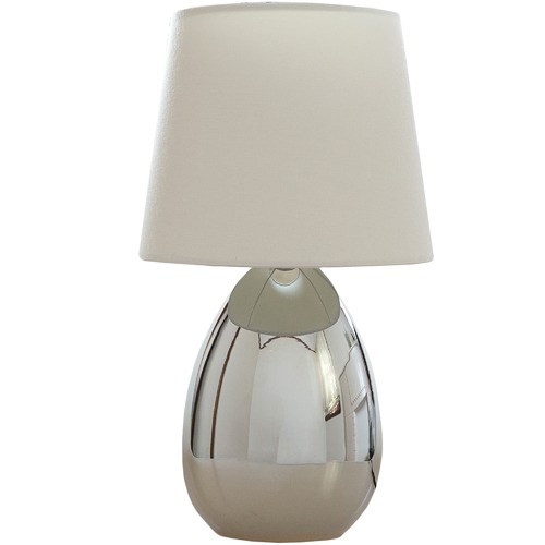 Touch Table Lamp in Chrome with White Shade