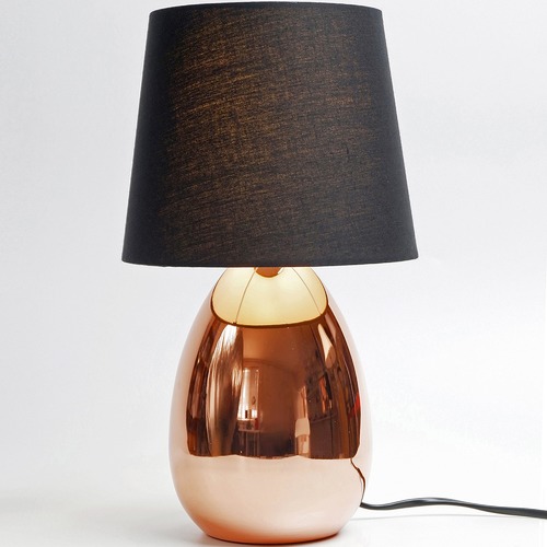 Touch Table Lamp in Copper with Black Shade