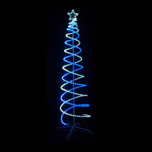 2.1M White & Blue LED Double Spiral Christmas Tree