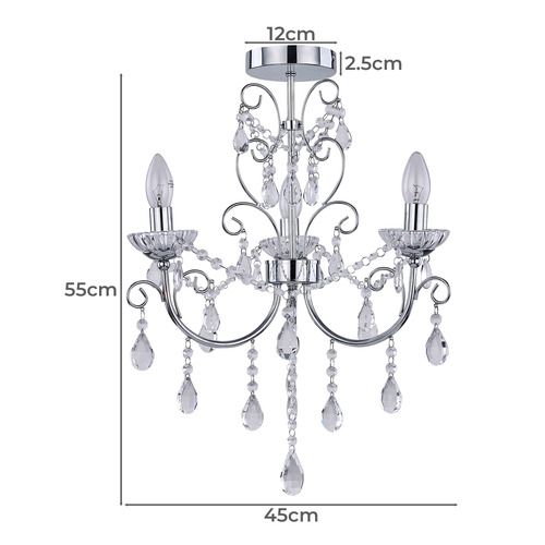 Natalya 3 Light Metal & Crystal Close to Ceiling Light
