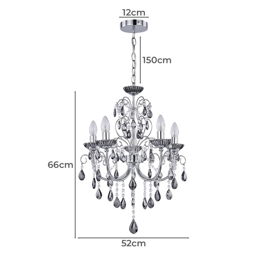 Charley 5 Light Metal & Crystal Chandelier