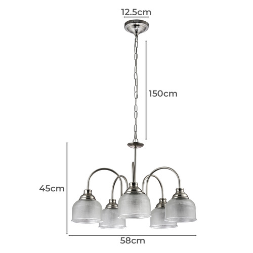 Wallace 5 Light Metal & Glass Chandelier