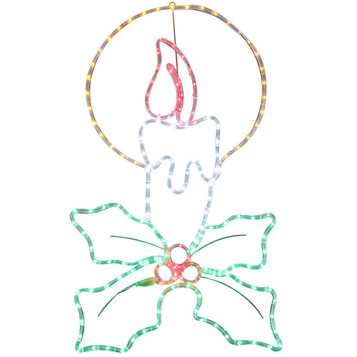 Christmas Candle with Holly Sprig LED Decoration