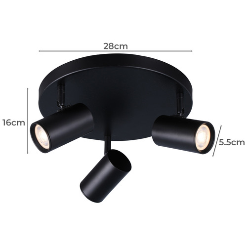Hansen 3 Light Round Aluminium Spotlight