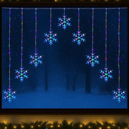 Ciara V-Shape Curtain Lights with Snowflake