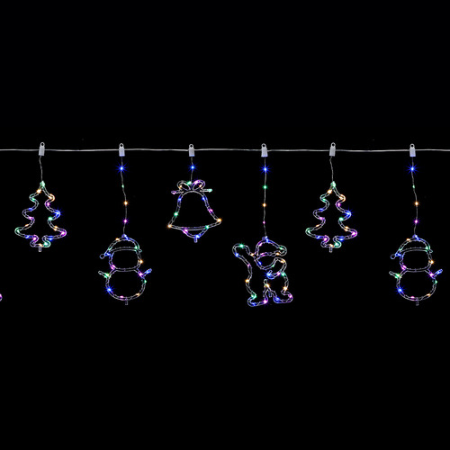 Fritz Curtain Lights with Santa, Tree, Bell And Snowman