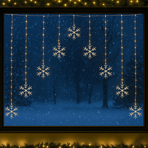 Ciara V-Shape Curtain Lights with Snowflake