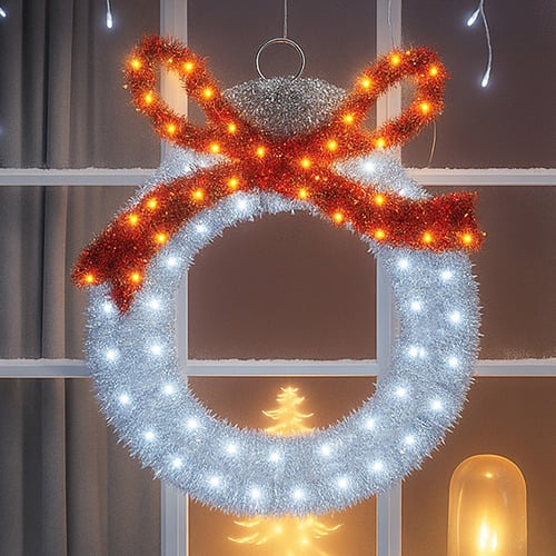 Jenna 50cm LED Tinsel Balloon with Red Bow