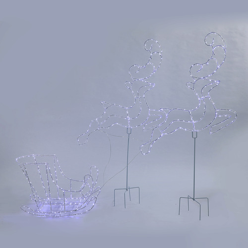 Lian Solar LED Pre-Lit Acrylic 2 Reindeer with Sleigh