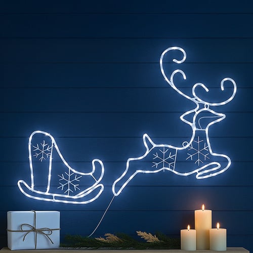 2D Xynna Flying Reindeer with Sleigh Rope Light