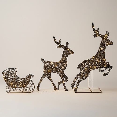 Leina LED Reindeer Sleigh Duo