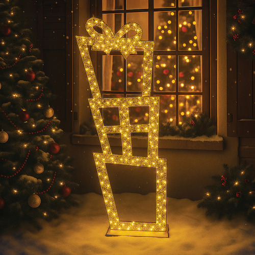 200cm Xyrae 2D Mesh Stacked Presents with Twinkle LED