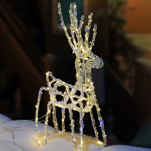 Garrett LED Pre-Lit Acrylic 2 Reindeer with Sleigh