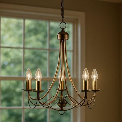 Montmartre Antique Brass 5 Lamp Chandelier