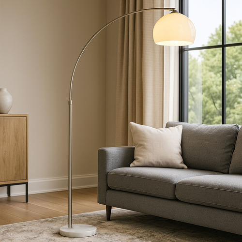 White Niort Marble & Metal Floor Lamp