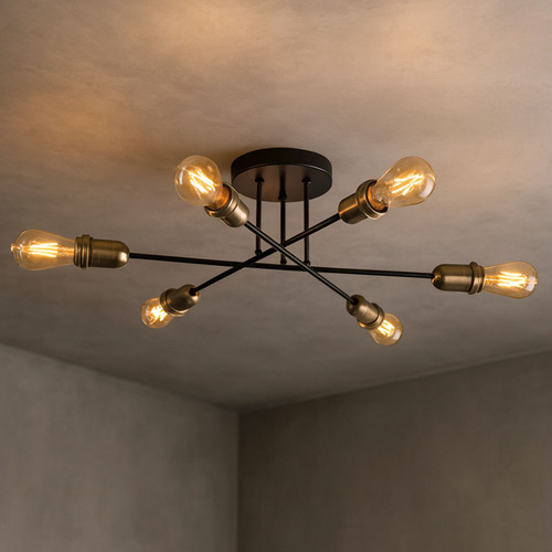 Grover Metal 6 Lamp Semi Flush Ceiling Light