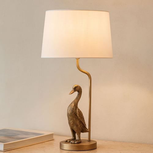 Leia Resin Antique Brass Bird Table Lamp