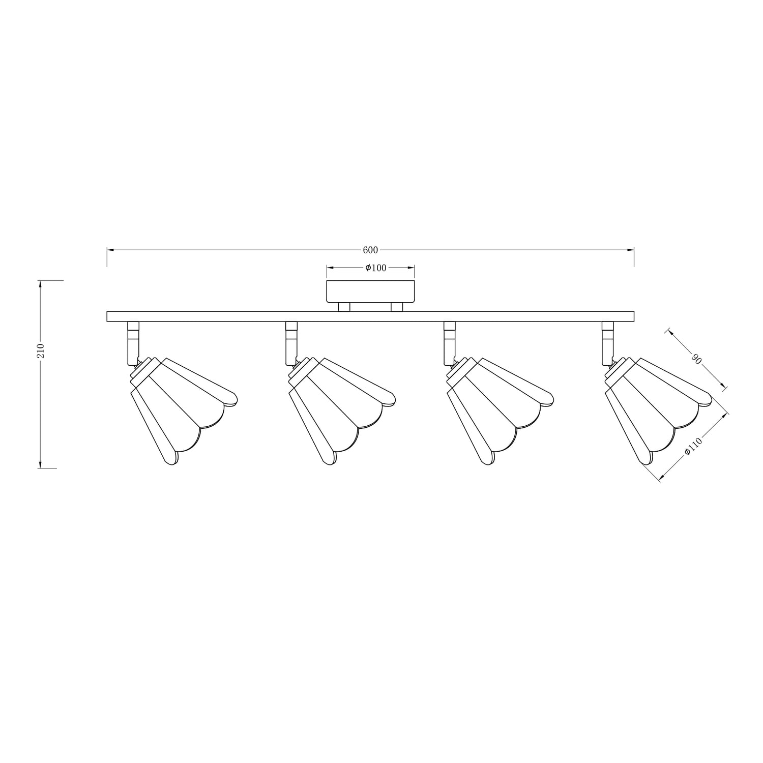 Brent Glass 4-Light Semi-Flush Ceiling Light