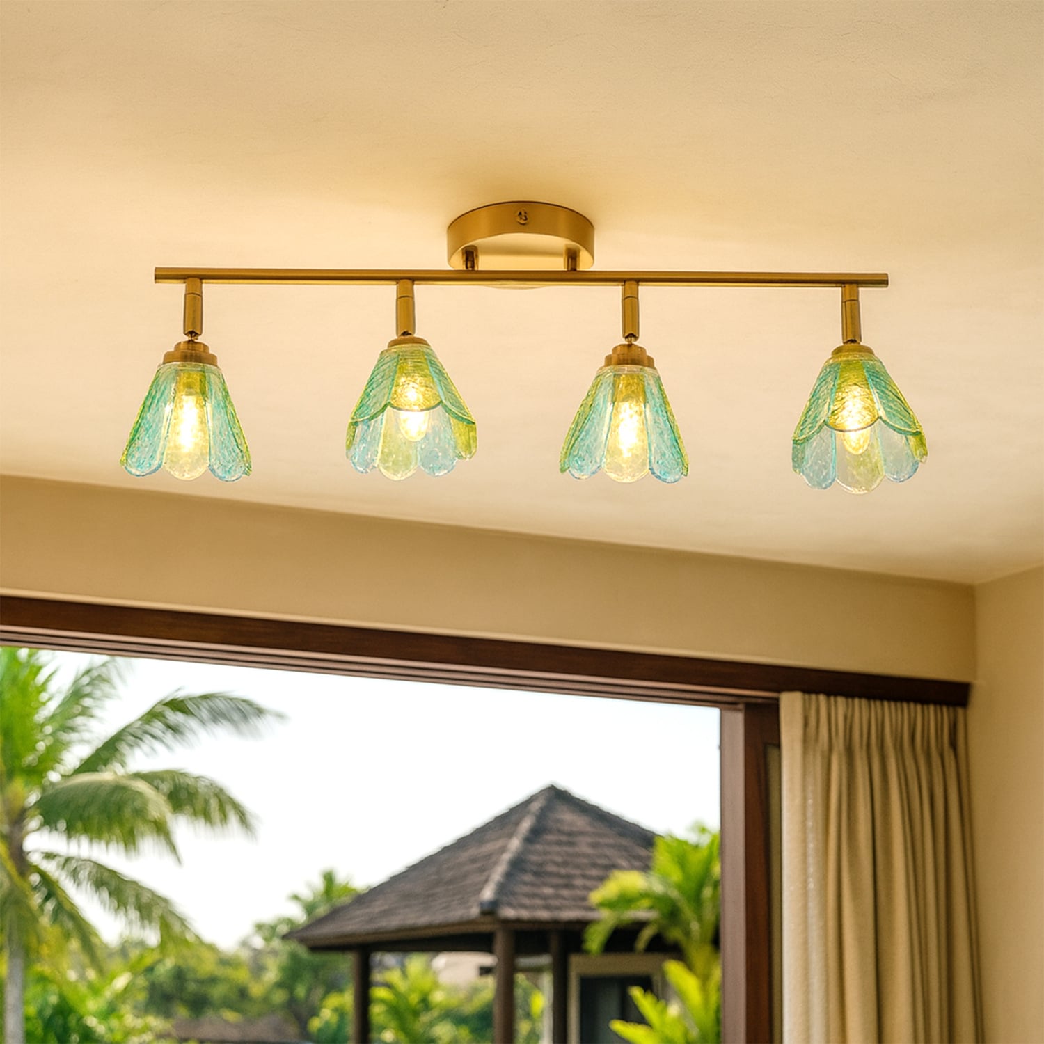 Brent Glass 4-Light Semi-Flush Ceiling Light