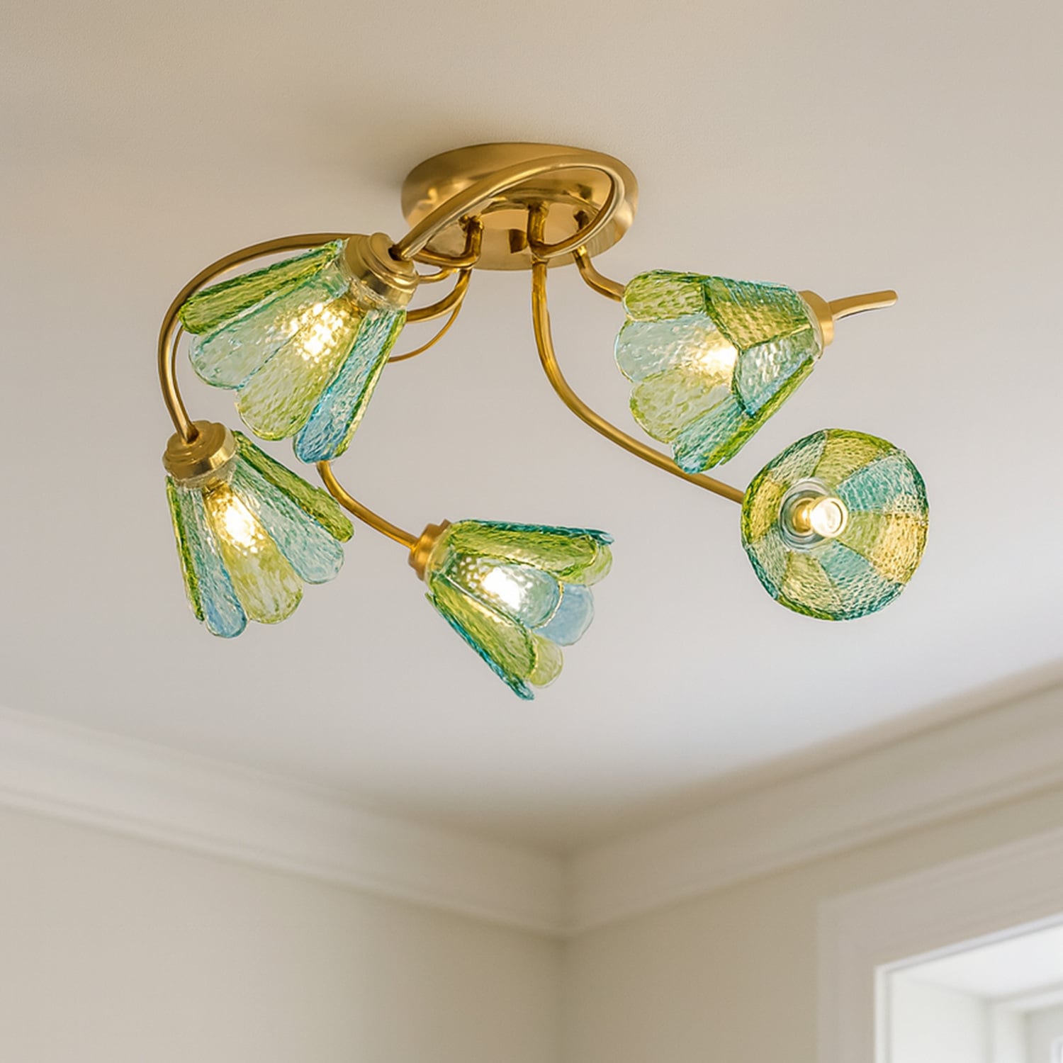 Brent Glass 5-Light Semi-Flush Ceiling Light