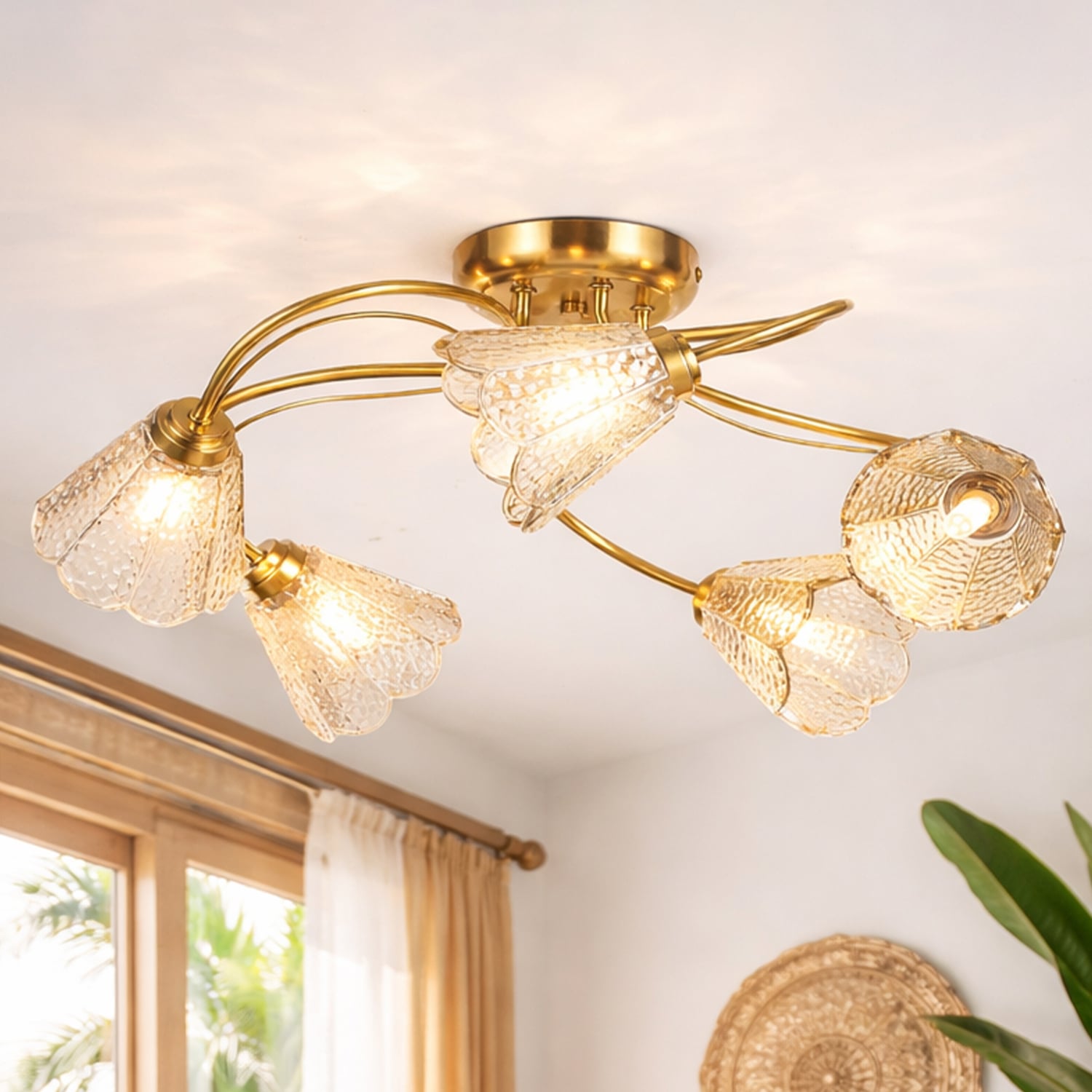 Brent Glass 5-Light Semi-Flush Ceiling Light