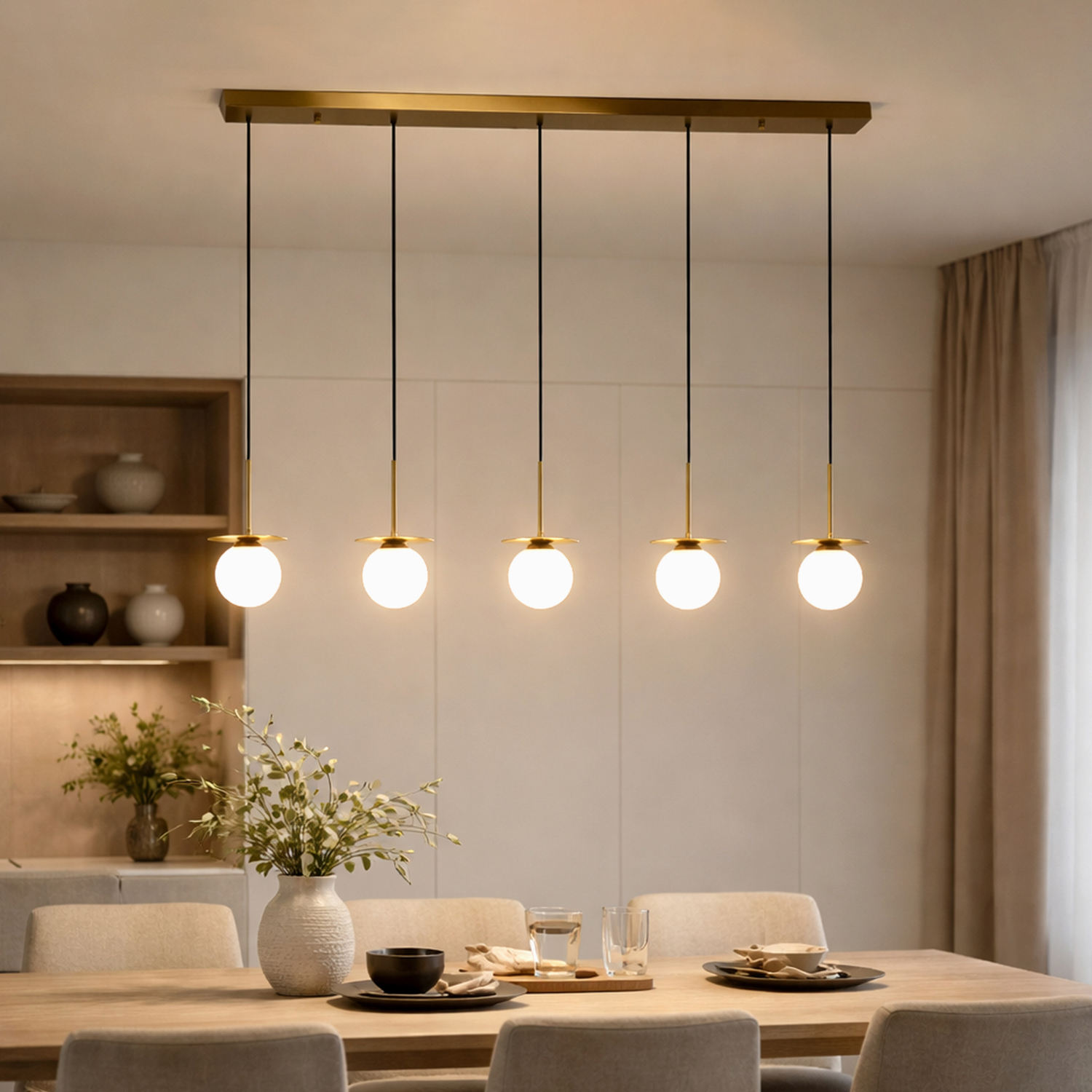 Whibley Glass 5-Light Linear Pendant