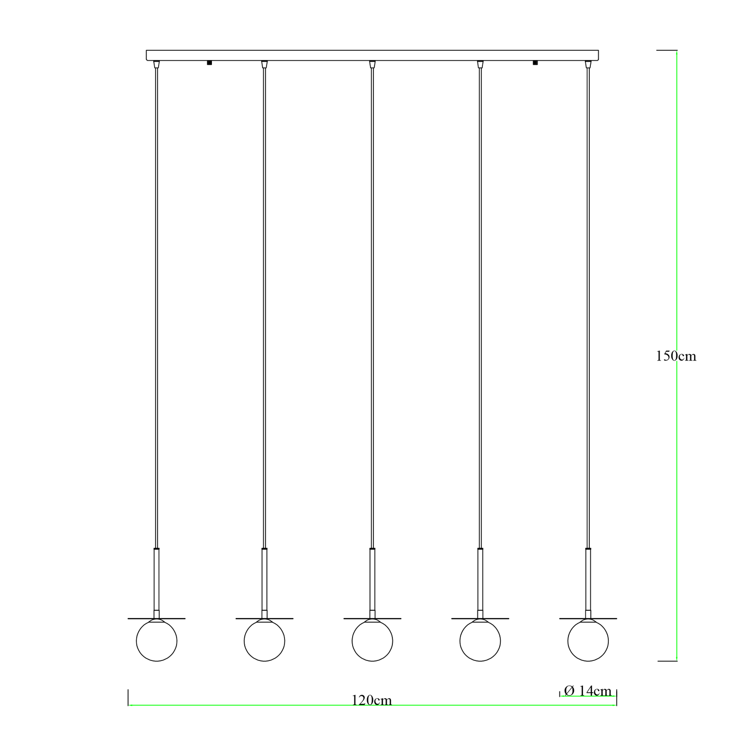 Whibley Glass 5-Light Linear Pendant